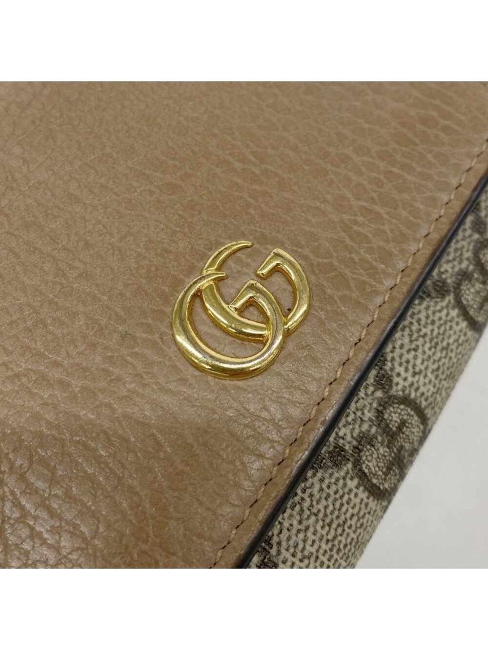 Gucci Wallet GG Marmont Supreme Leather Brown Gold - Picture 7 of 8